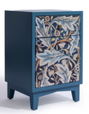 A Pair of Blue "Acanthus" Floral Bedside Tables