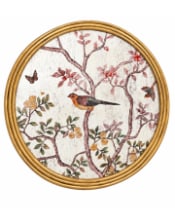 Large Round Gold-Framed Oriental Garden Glass Wall Mirror