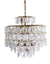 Brass 6 Tier Multi Clear Glass Teardrop Chandelier