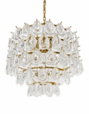 Brass 6 Tier Multi Clear Glass Teardrop Chandelier