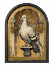 Set of 4 Metal-Framed Gold Neoclassical Pigeon Wall Art Prints
