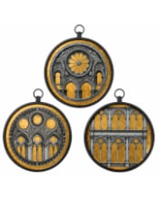 Set of 3 Metal-Framed Neoclassical Architecture Wall Art Prints