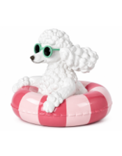 "Poolside Poodle" on Rubber Ring Ornament