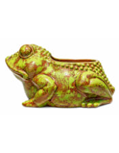 Mottled Green/Brown Glazed Frog Ceramic Planter