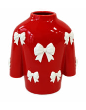 Red Jumper w/ White Bows Ceramic Vase