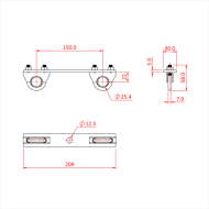 Doughty T63754 Six Track Parallel Bracket 150mm DImensions Stage Electrics