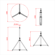 Doughty T51701 Followspot Shadow Stand 28mm TV Socket Top Dimension Black Stage Electrics