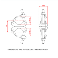 Doughty T24800 48mm Scaffold Swivel Coupler Dimension Stage Electrics