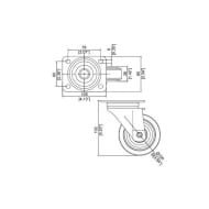 Penn W0990-V6 Castor with Swivel Blue Rubber Wheel - 100mm / 1" (200kg)