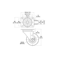 Penn W0985-V6 Castor with Swivel Blue Rubber Wheel & Brake - 100mm / 1" (200kg)