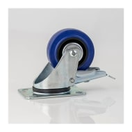 Penn W0985/80 Castor with Swivel Blue Rubber Wheel & Brake - 80mm (80kg)