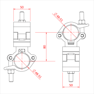 Doughty T58110 Lightweight 50mm Fixed Coupler 90° Dimension Stage Electrics