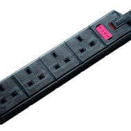 Permaplug EXS1342B 13A 4way Extension Socket + Cable Plug - 2m Black