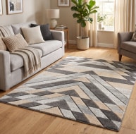 grey mustard beige triangle pattern rug