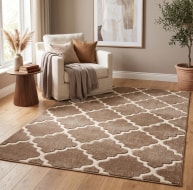 beige white stylish pattern rug