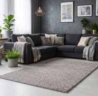grey shaggy rug