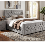 silver fabric bed button headboard matching locker