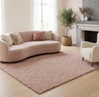 pink white mixed shapes pattern rug