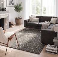 grey white mixed shapes pattern rug