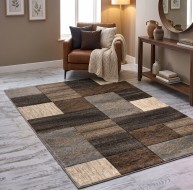 brown grey beige rectangle pattern rug
