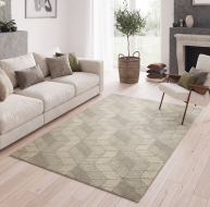 beige brown geometric cube pattern rug