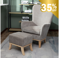 Chair + Footstool 1986 Light Grey