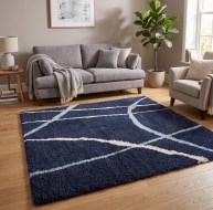 blue white navy curved line pattern rug