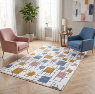 multicoloured square pattern rug