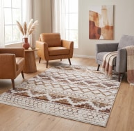 multicoloured geometric pattern rug