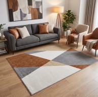 multicoloured geometric pattern rug