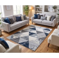 blue white grey triangle pattern rug