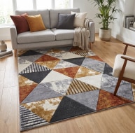 multicoloured triangle pattern rug