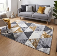 grey white gold triangle pattern rug