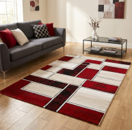 cream red rectangle pattern rug