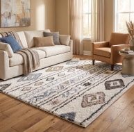 multicoloured diamond pattern rug