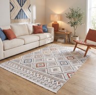 multicoloured diamond pattern rug