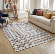 multicoloured pattern rug varied shapes and styles