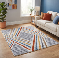 multicoloured striking line pattern rug