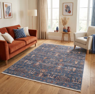navy auburn autumnal pattern rug