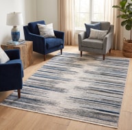 blue white line pattern rug