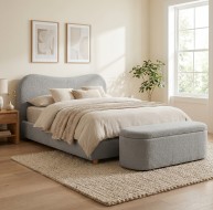 grey teddy fleece fabric bed and blanket box