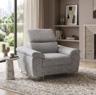 grey fabric armchair