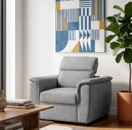 grey fabric armchair