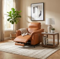 light brown leather recliner armchair