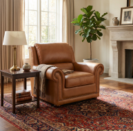 light brown leather armchair