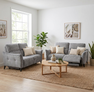 grey fabric recliner suite