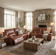 dark brown leather recliner suite