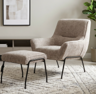 grey oatmeal chair and footstool