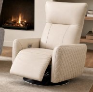cream leather swivel recliner armchair