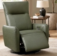 green leather swivel recliner armchair